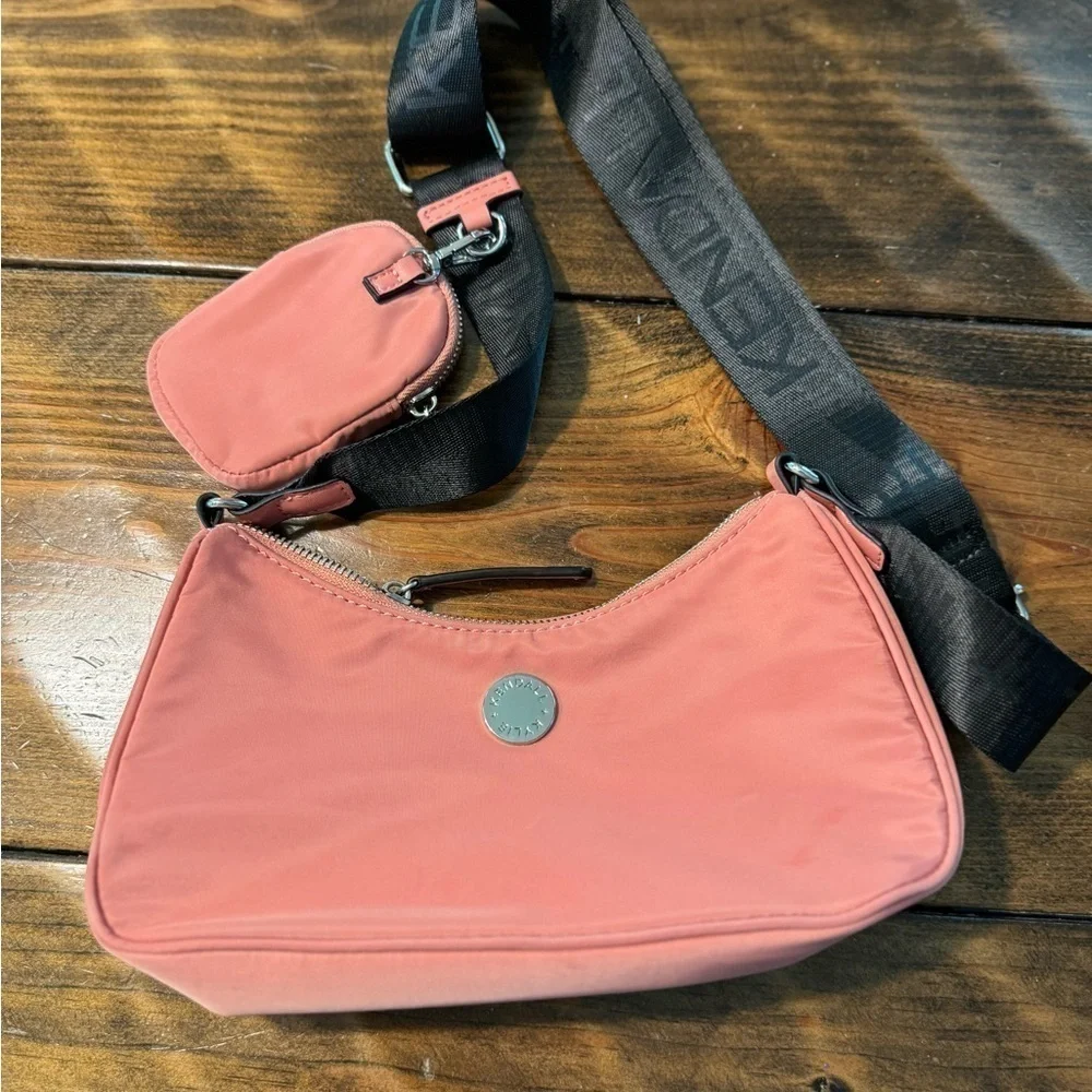 Kendall + Kylie coral pink crossbody bag and change purse nylon